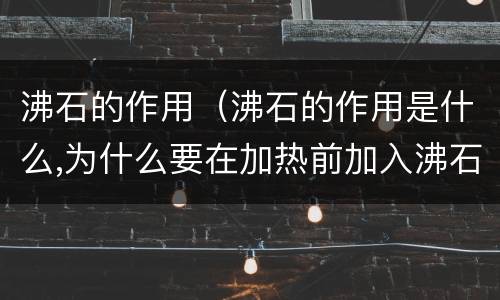 沸石的作用（沸石的作用是什么,为什么要在加热前加入沸石）