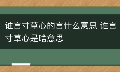 谁言寸草心的言什么意思 谁言寸草心是啥意思