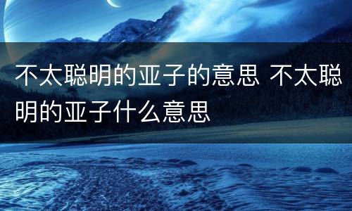 不太聪明的亚子的意思 不太聪明的亚子什么意思