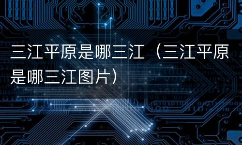 三江平原是哪三江（三江平原是哪三江图片）