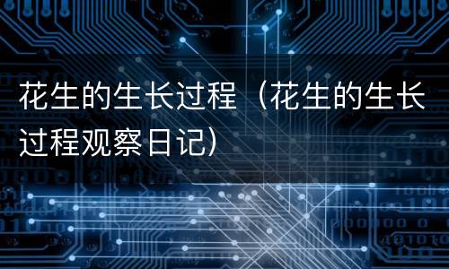 花生的生长过程（花生的生长过程观察日记）