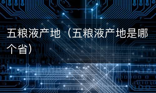 五粮液产地（五粮液产地是哪个省）