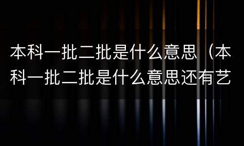 本科一批二批是什么意思（本科一批二批是什么意思还有艺术类）