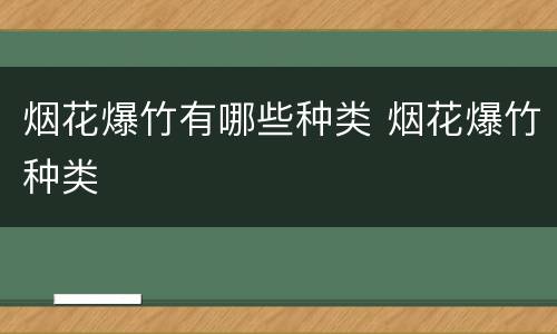 烟花爆竹有哪些种类 烟花爆竹种类