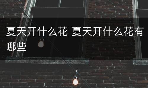 夏天开什么花 夏天开什么花有哪些