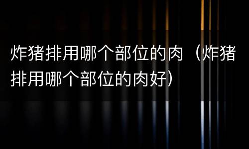 炸猪排用哪个部位的肉（炸猪排用哪个部位的肉好）