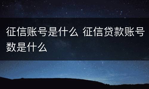 征信账号是什么 征信贷款账号数是什么