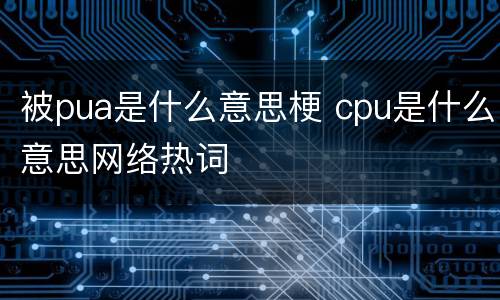 被pua是什么意思梗 cpu是什么意思网络热词