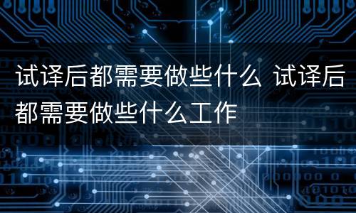试译后都需要做些什么 试译后都需要做些什么工作