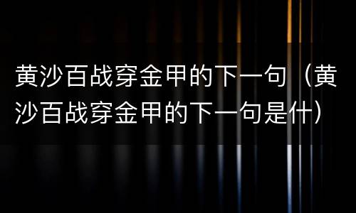 黄沙百战穿金甲的下一句（黄沙百战穿金甲的下一句是什）