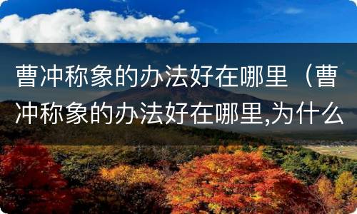 曹冲称象的办法好在哪里（曹冲称象的办法好在哪里,为什么）