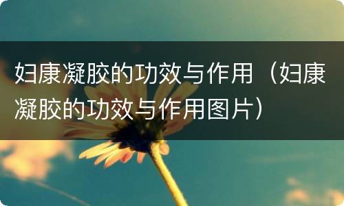 妇康凝胶的功效与作用（妇康凝胶的功效与作用图片）