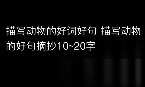 描写动物的好词好句 描写动物的好句摘抄10~20字