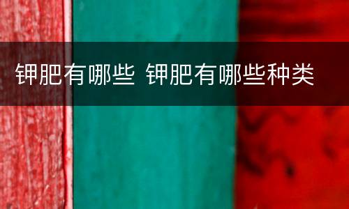 钾肥有哪些 钾肥有哪些种类