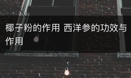 椰子粉的作用 西洋参的功效与作用 椰子粉的作用 西洋参的功效与作用