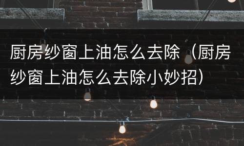 厨房纱窗上油怎么去除（厨房纱窗上油怎么去除小妙招）