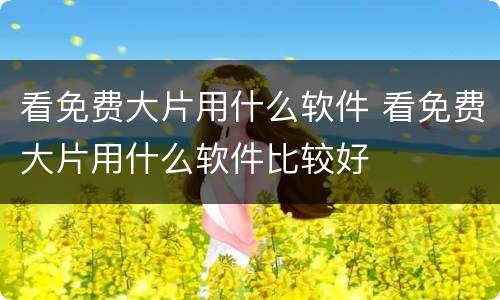 看免费大片用什么软件 看免费大片用什么软件比较好