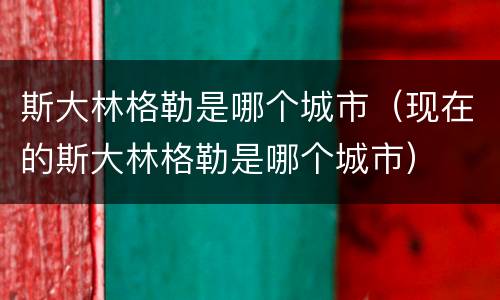 斯大林格勒是哪个城市（现在的斯大林格勒是哪个城市）
