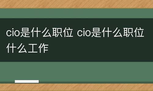cio是什么职位 cio是什么职位什么工作