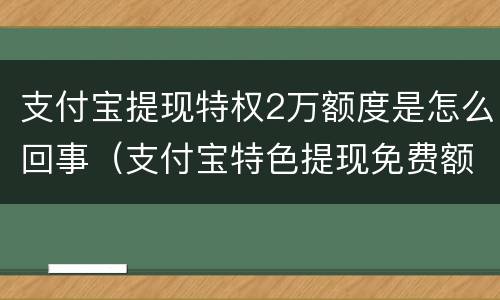 支付宝提现特权2万额度是怎么回事（支付宝特色提现免费额度）
