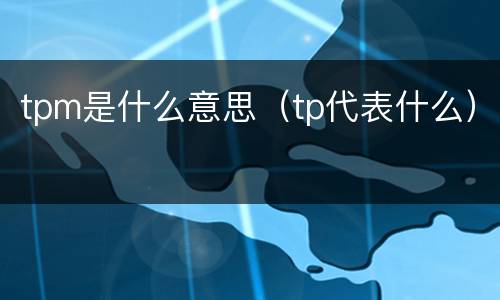 tpm是什么意思（tp代表什么）