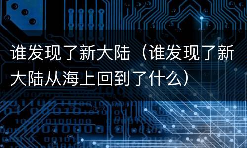 谁发现了新大陆（谁发现了新大陆从海上回到了什么）