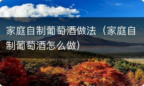 家庭自制葡萄酒做法（家庭自制葡萄酒怎么做）