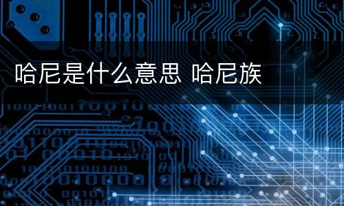 哈尼是什么意思 哈尼族