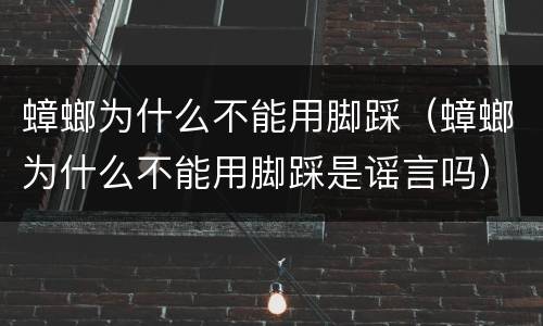 蟑螂为什么不能用脚踩（蟑螂为什么不能用脚踩是谣言吗）