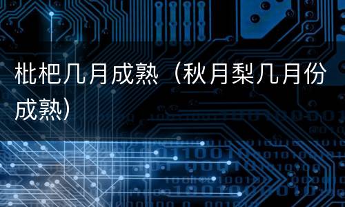 枇杷几月成熟（秋月梨几月份成熟）