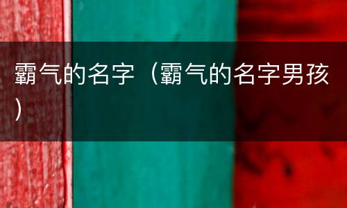 霸气的名字（霸气的名字男孩）