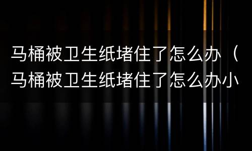 马桶被卫生纸堵住了怎么办（马桶被卫生纸堵住了怎么办小妙招）