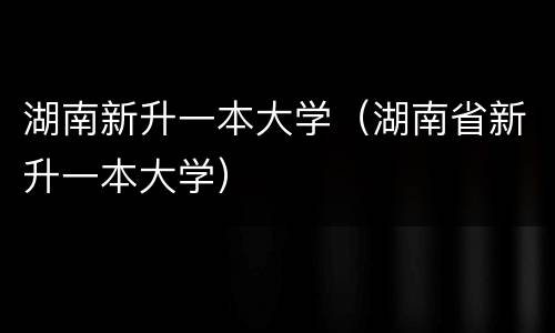 湖南新升一本大学（湖南省新升一本大学）