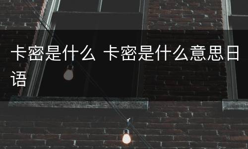 卡密是什么 卡密是什么意思日语