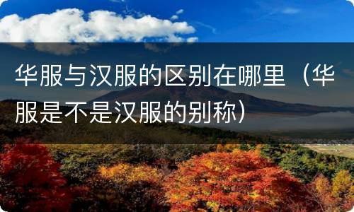 华服与汉服的区别在哪里（华服是不是汉服的别称）
