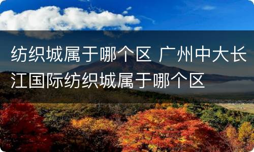 纺织城属于哪个区 广州中大长江国际纺织城属于哪个区