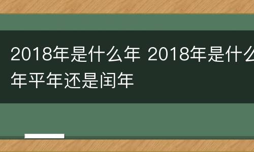 2018年是什么年 2018年是什么年平年还是闰年