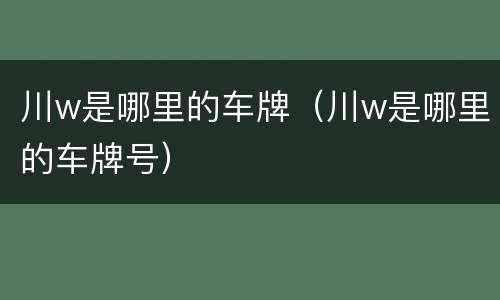 川w是哪里的车牌（川w是哪里的车牌号）