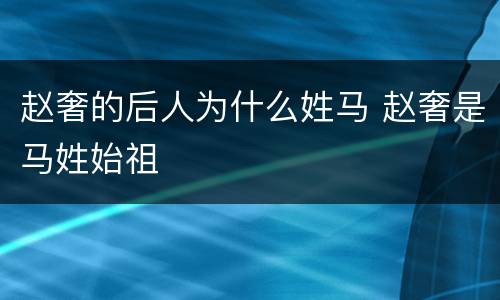 赵奢的后人为什么姓马 赵奢是马姓始祖
