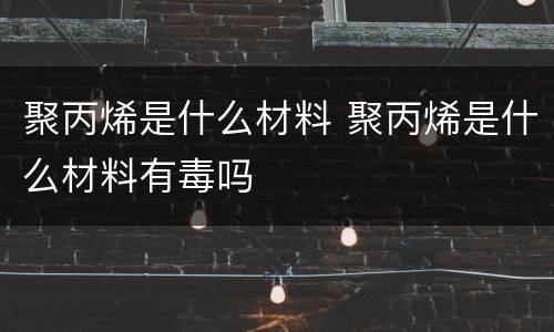 聚丙烯是什么材料 聚丙烯是什么材料有毒吗