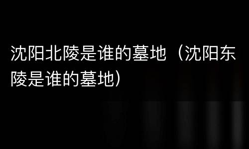 沈阳北陵是谁的墓地（沈阳东陵是谁的墓地）
