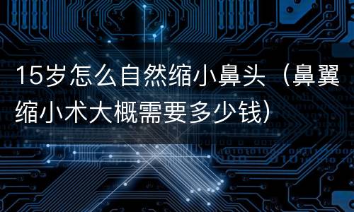 15岁怎么自然缩小鼻头（鼻翼缩小术大概需要多少钱）
