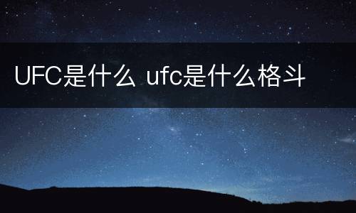 UFC是什么 ufc是什么格斗