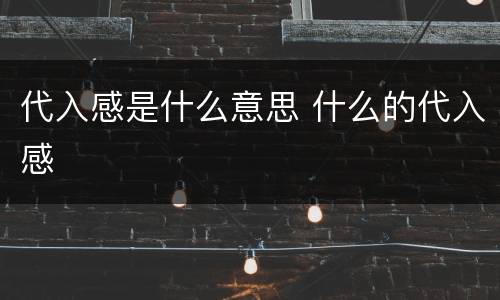 代入感是什么意思 什么的代入感