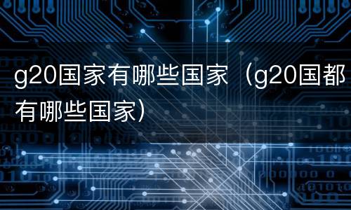 g20国家有哪些国家（g20国都有哪些国家）