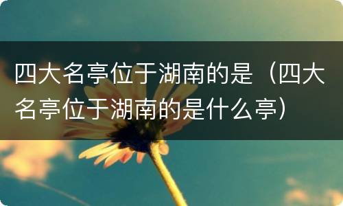 四大名亭位于湖南的是（四大名亭位于湖南的是什么亭）