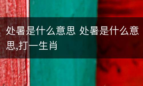 处暑是什么意思 处暑是什么意思,打一生肖