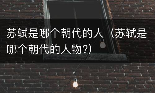 苏轼是哪个朝代的人（苏轼是哪个朝代的人物?）