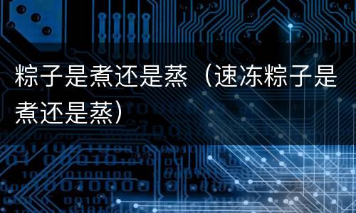 粽子是煮还是蒸（速冻粽子是煮还是蒸）