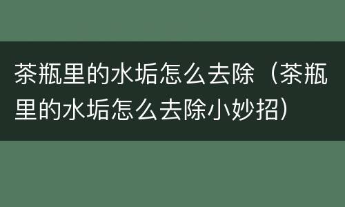 茶瓶里的水垢怎么去除（茶瓶里的水垢怎么去除小妙招）